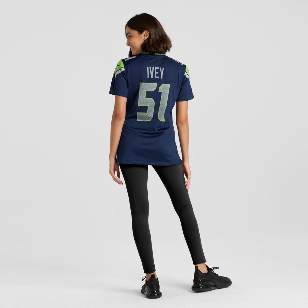 Women's Seattle Seahawks Jared Ivey Nike  College Navy Team Game Jersey - Image 6