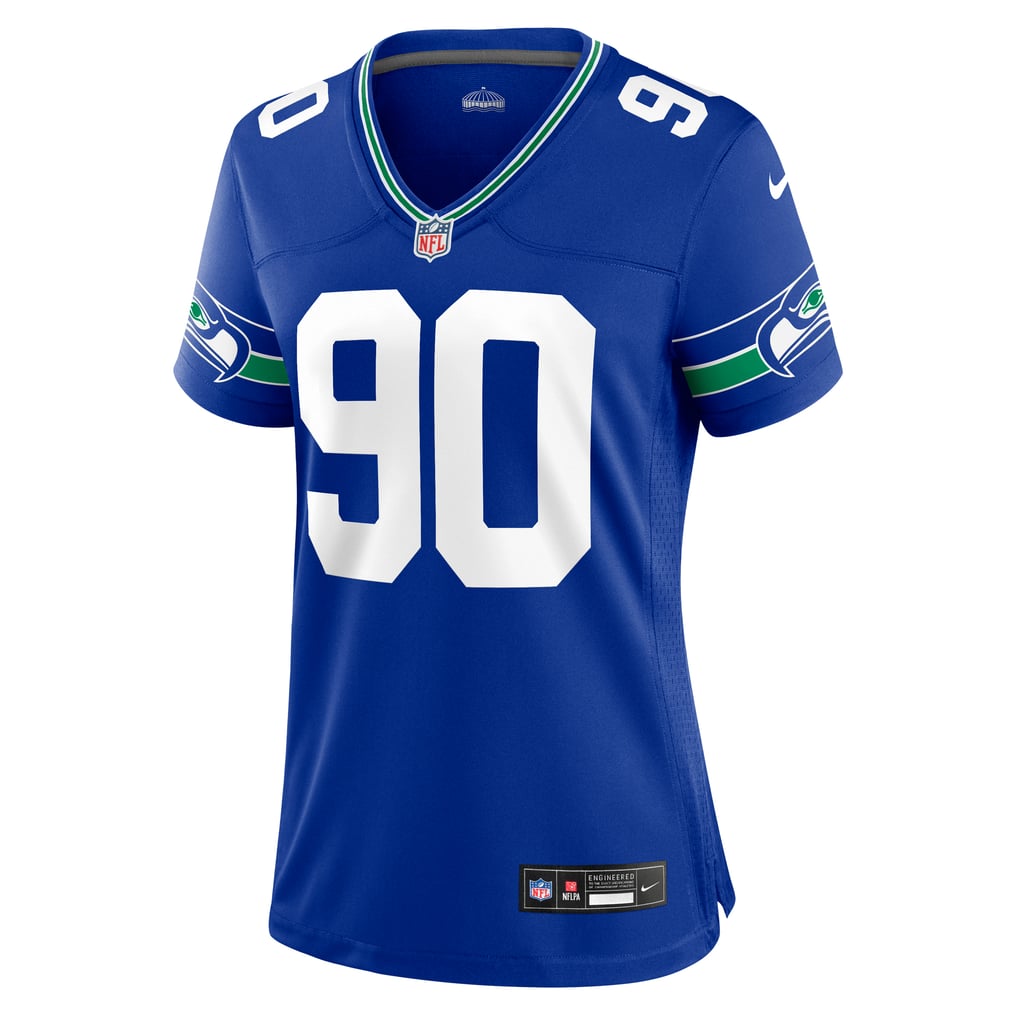 Women's Seattle Seahawks Jarran Reed Nike Royal Throwback Player Game Jersey - Image 3