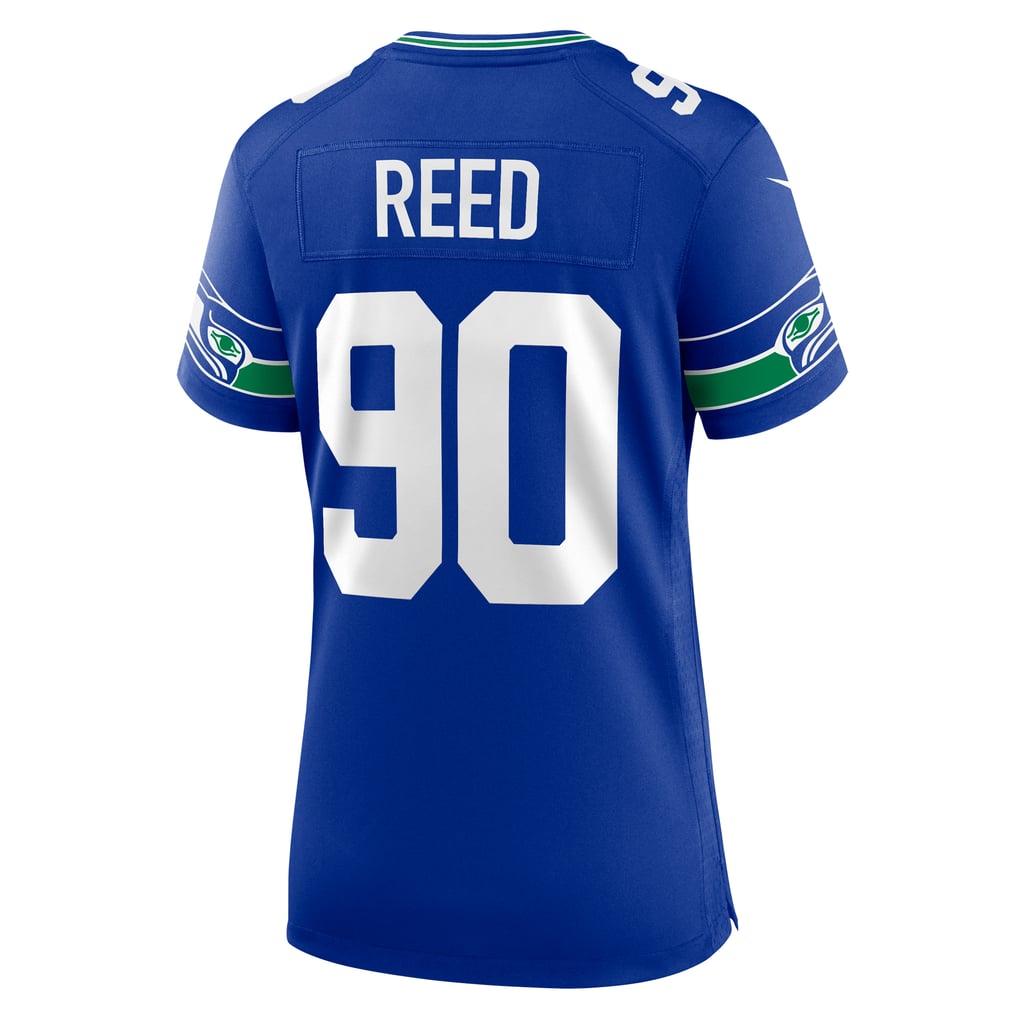 Women's Seattle Seahawks Jarran Reed Nike Royal Throwback Player Game Jersey - Image 4
