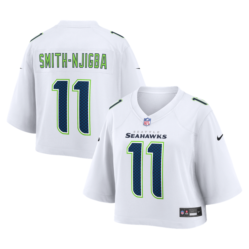 Women's Seattle Seahawks Jaxon Smith-Njigba Nike White Cropped Fashion Game Jersey - Image 2