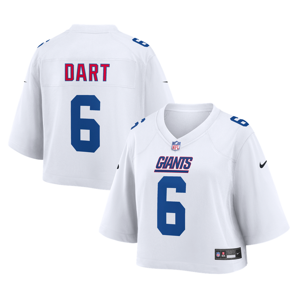 Women's New York Giants Jaxson Dart Nike White Cropped Fashion Game Jersey - Image 1