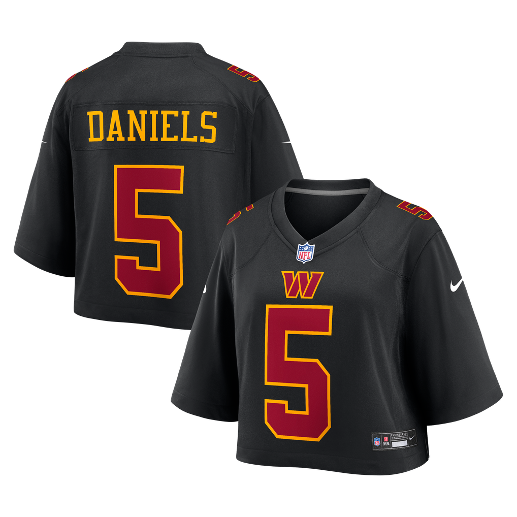Women's Washington Commanders Jayden Daniels Nike Black Cropped Fashion Game Jersey - Image 1
