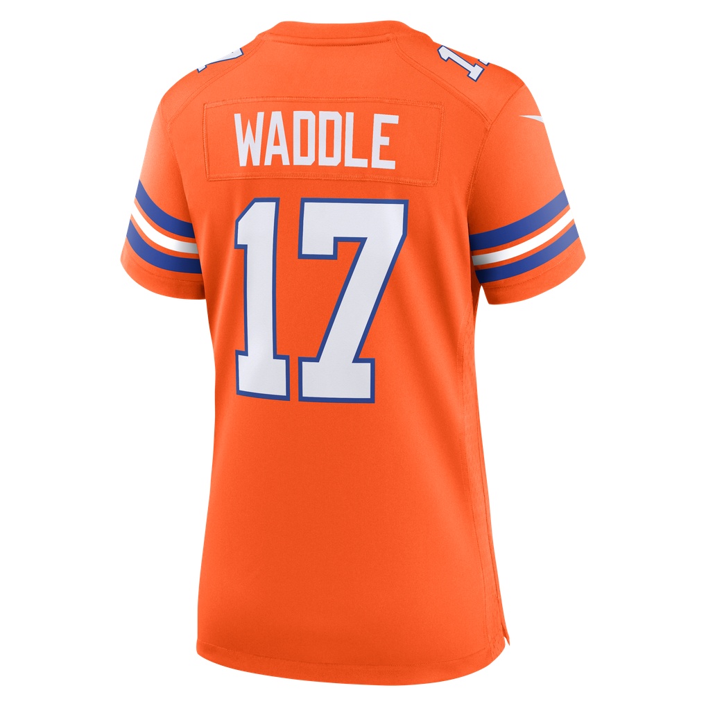 Women's Denver Broncos Jaylen Waddle Nike  Orange Mile High Collection 1977 Throwback Game Jersey - Image 4