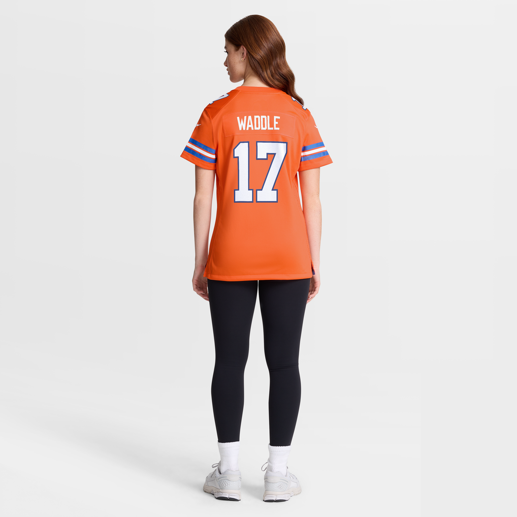 Women's Denver Broncos Jaylen Waddle Nike  Orange Mile High Collection 1977 Throwback Game Jersey - Image 6
