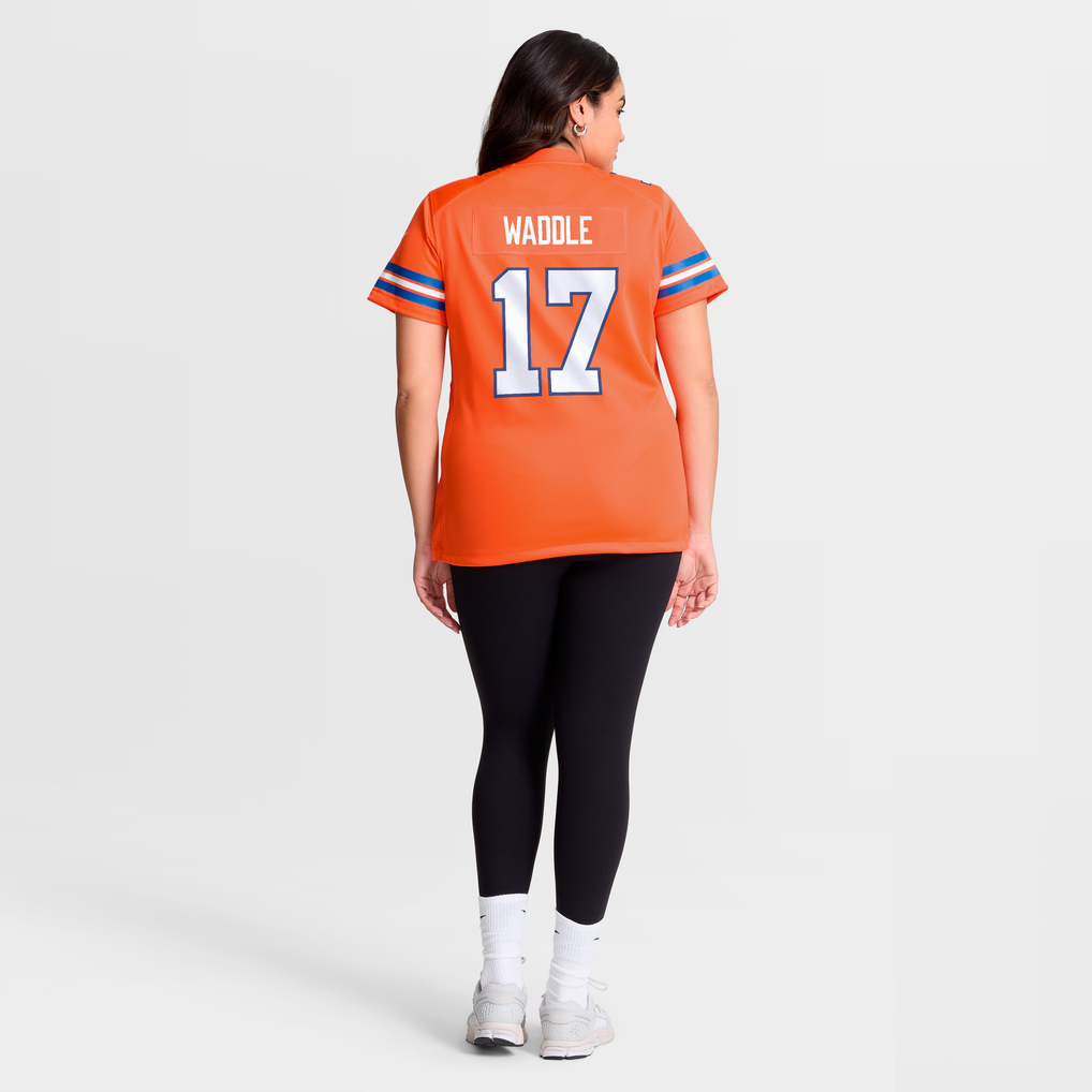 Women's Denver Broncos Jaylen Waddle Nike  Orange Mile High Collection 1977 Throwback Game Jersey - Image 8