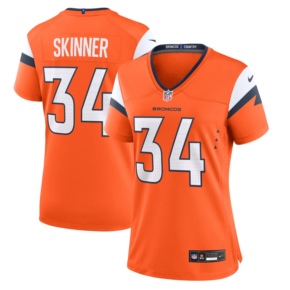 Women's Denver Broncos JL Skinner Nike  Orange Team Game Jersey - Image 2