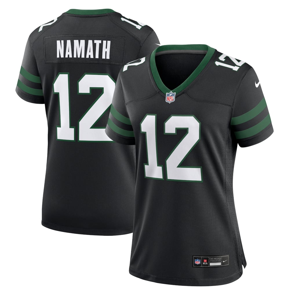 Women's New York Jets Joe Namath Nike Legacy Black Retired Player Alternate Game Jersey - Image 2