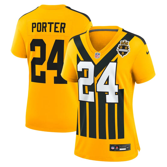 Women's Pittsburgh Steelers Joey Porter Jr. Nike Gold Alternate 1933 Throwback Game Jersey - Image 1