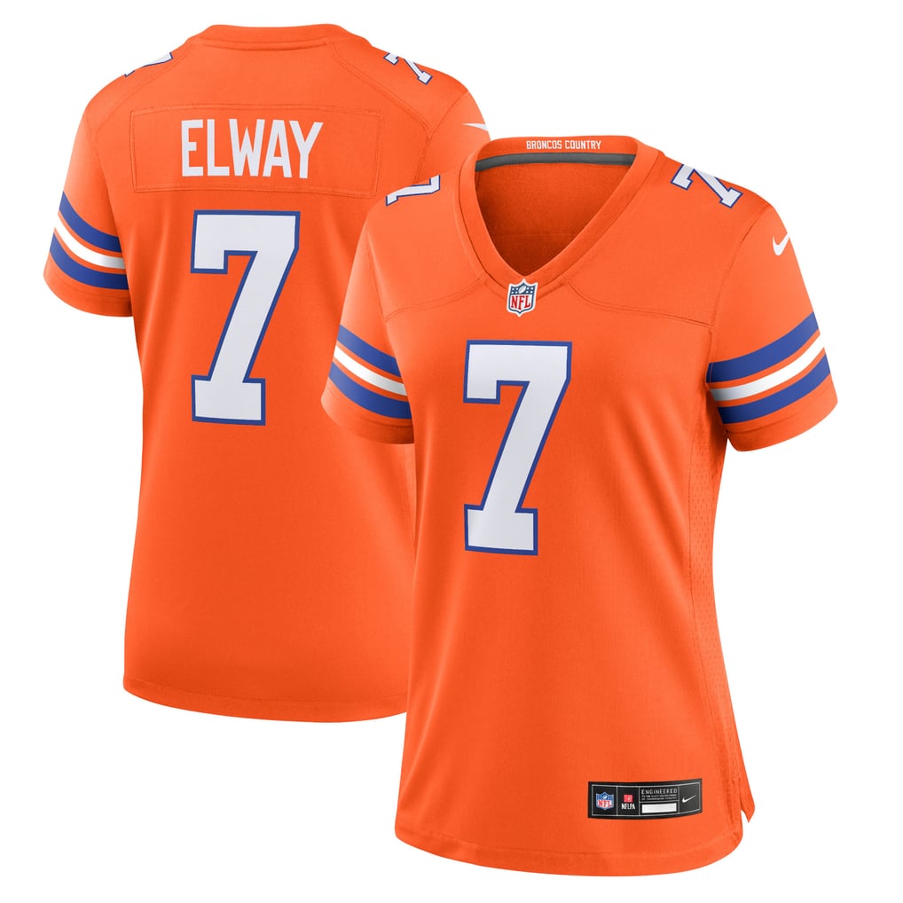 Women's Denver Broncos John Elway Nike Orange Mile High Collection 1977 Throwback Player Game Jersey - Image 1