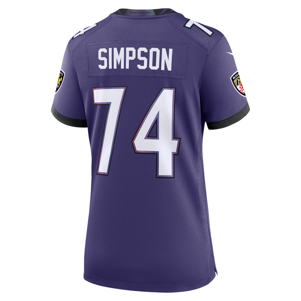 Women's Baltimore Ravens John Simpson Nike Purple Team Game Jersey