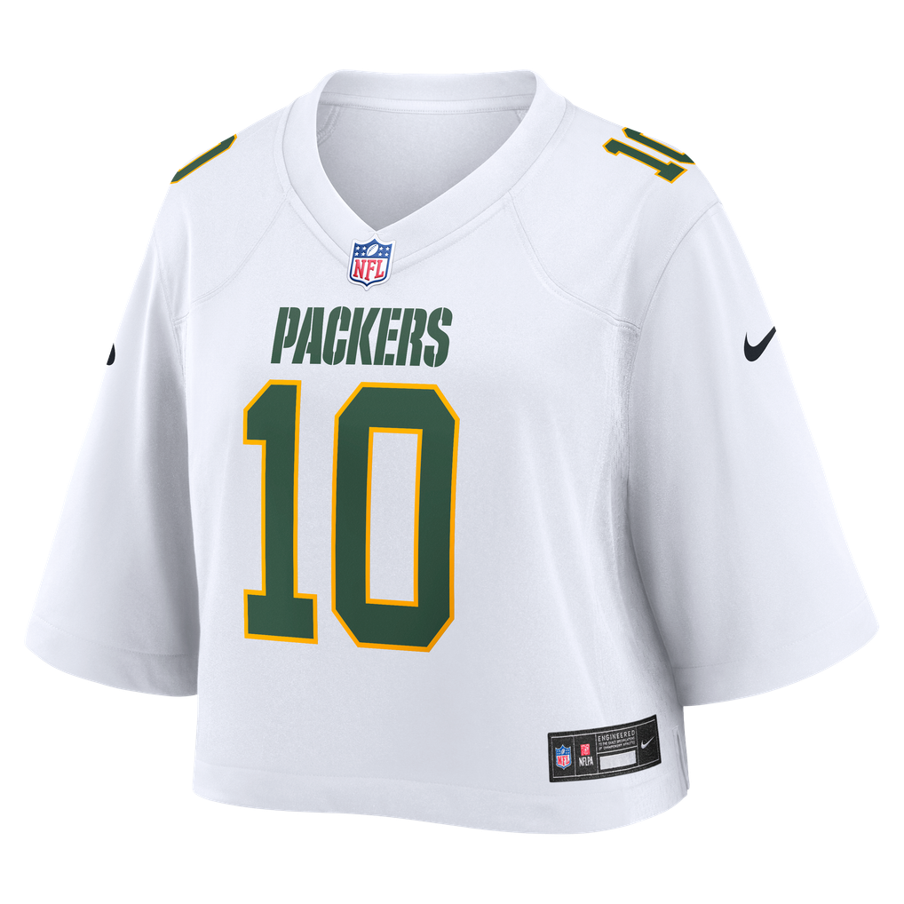 Women's Green Bay Packers Jordan Love Nike White Cropped Fashion Game Jersey - Image 3