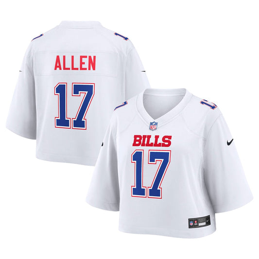 Women's Buffalo Bills Josh Allen Nike White Cropped Fashion Game Jersey - Image 1