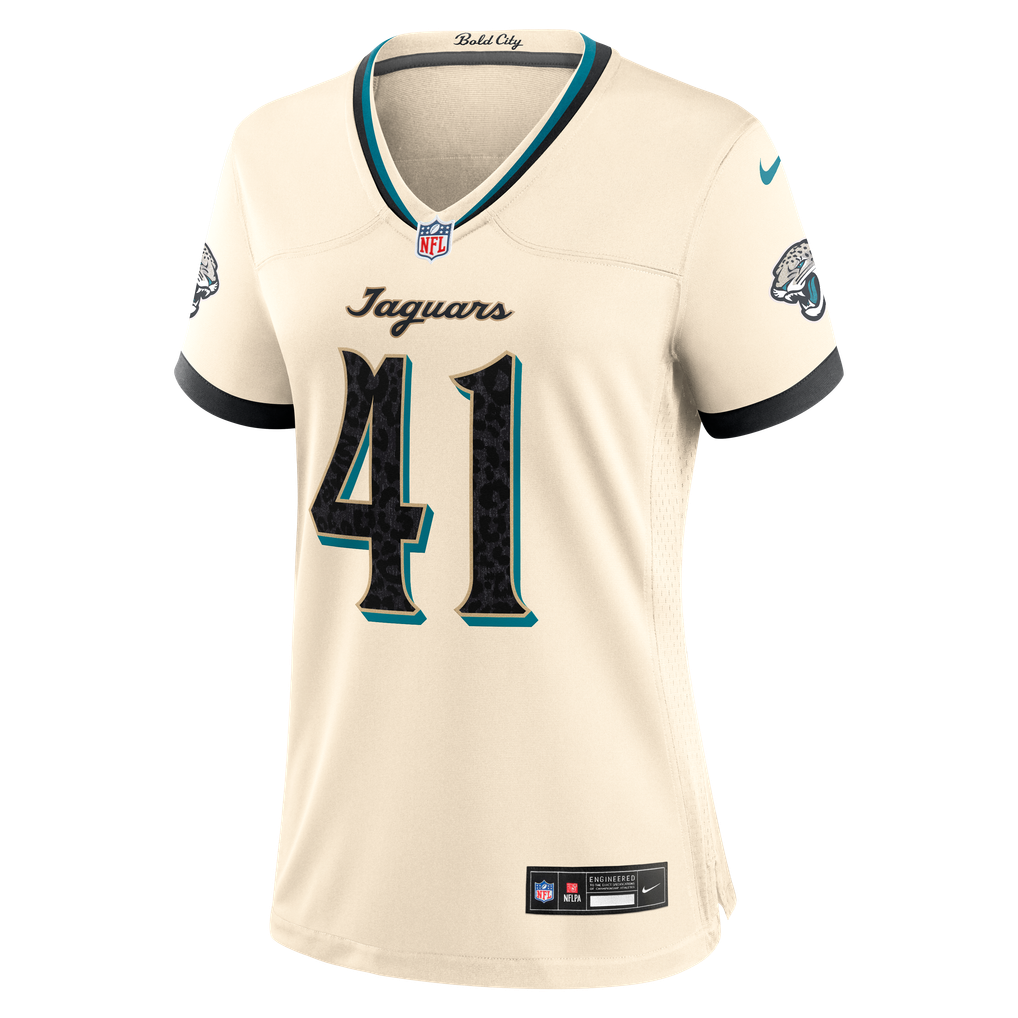 Women's Jacksonville Jaguars Josh Hines-Allen Nike Natural 2026 Rivalries Collection Game Jersey - Image 3
