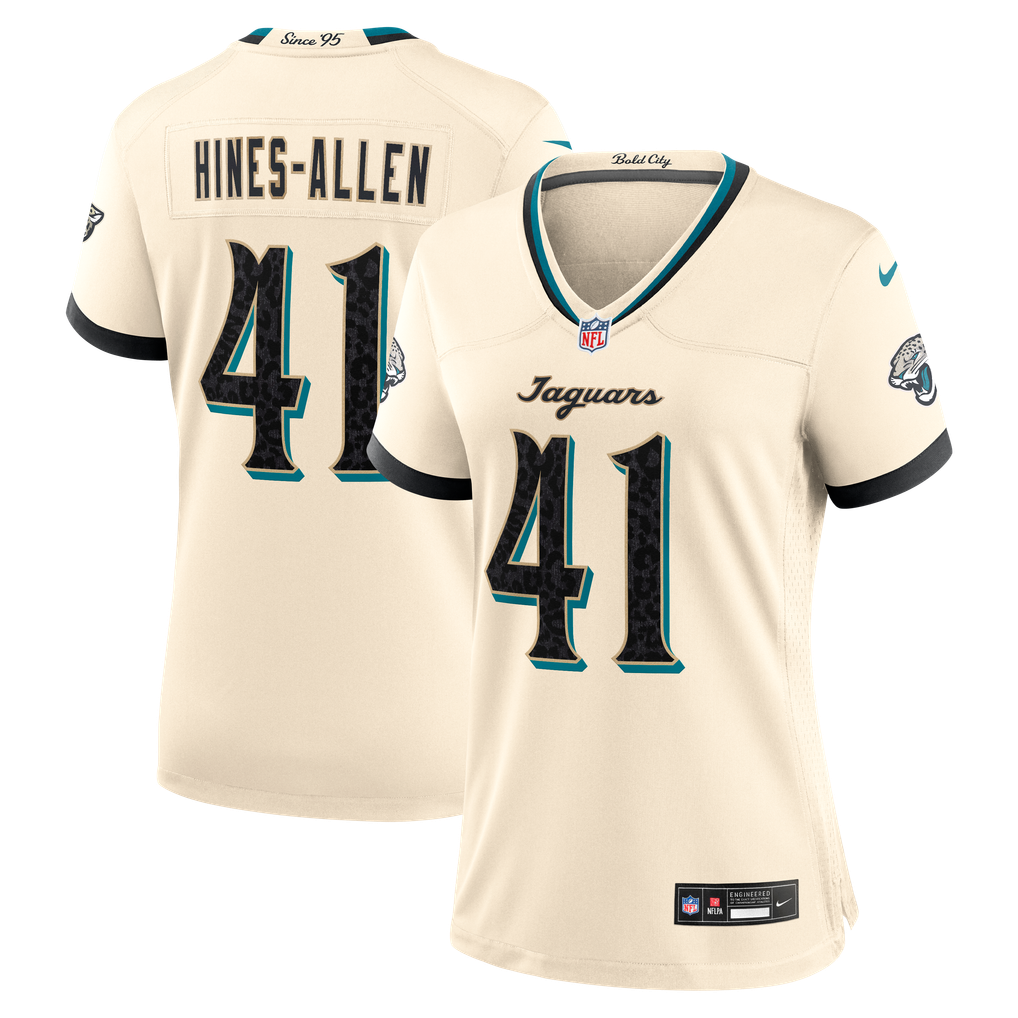 Women's Jacksonville Jaguars Josh Hines-Allen Nike Natural 2026 Rivalries Collection Game Jersey - Image 1