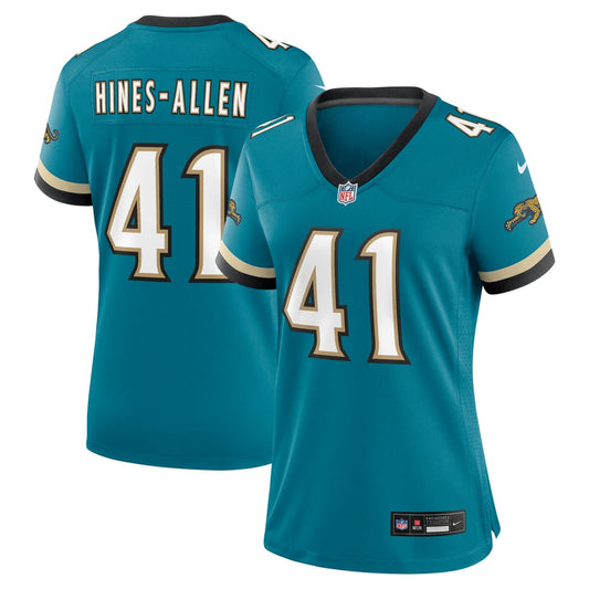 Women's Jacksonville Jaguars Josh Hines-Allen Nike Teal Prowler Throwback Game Jersey - Image 1