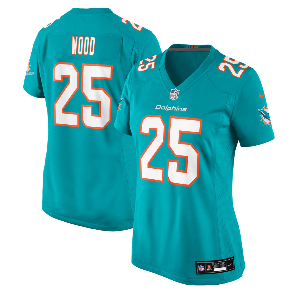 Women's Miami Dolphins Julius Wood Nike Aqua Team Game Jersey - Image 2