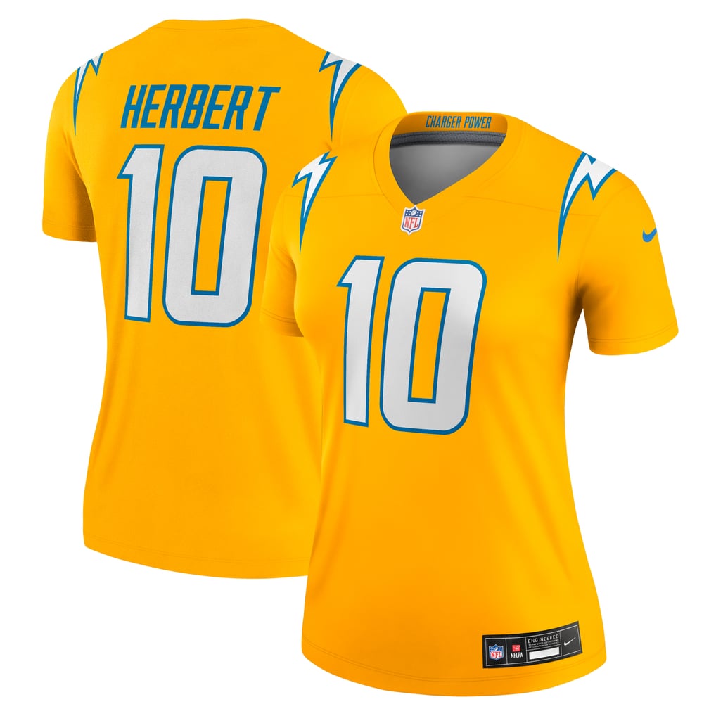 Women's Los Angeles Chargers Justin Herbert Nike Gold Alternate Charger Power Legend Player Performance Top - Image 1