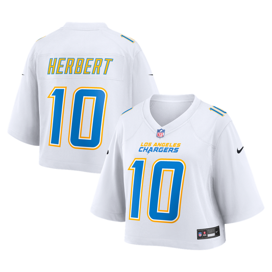 Women's Los Angeles Chargers Justin Herbert Nike White Cropped Fashion Game Jersey - Image 1