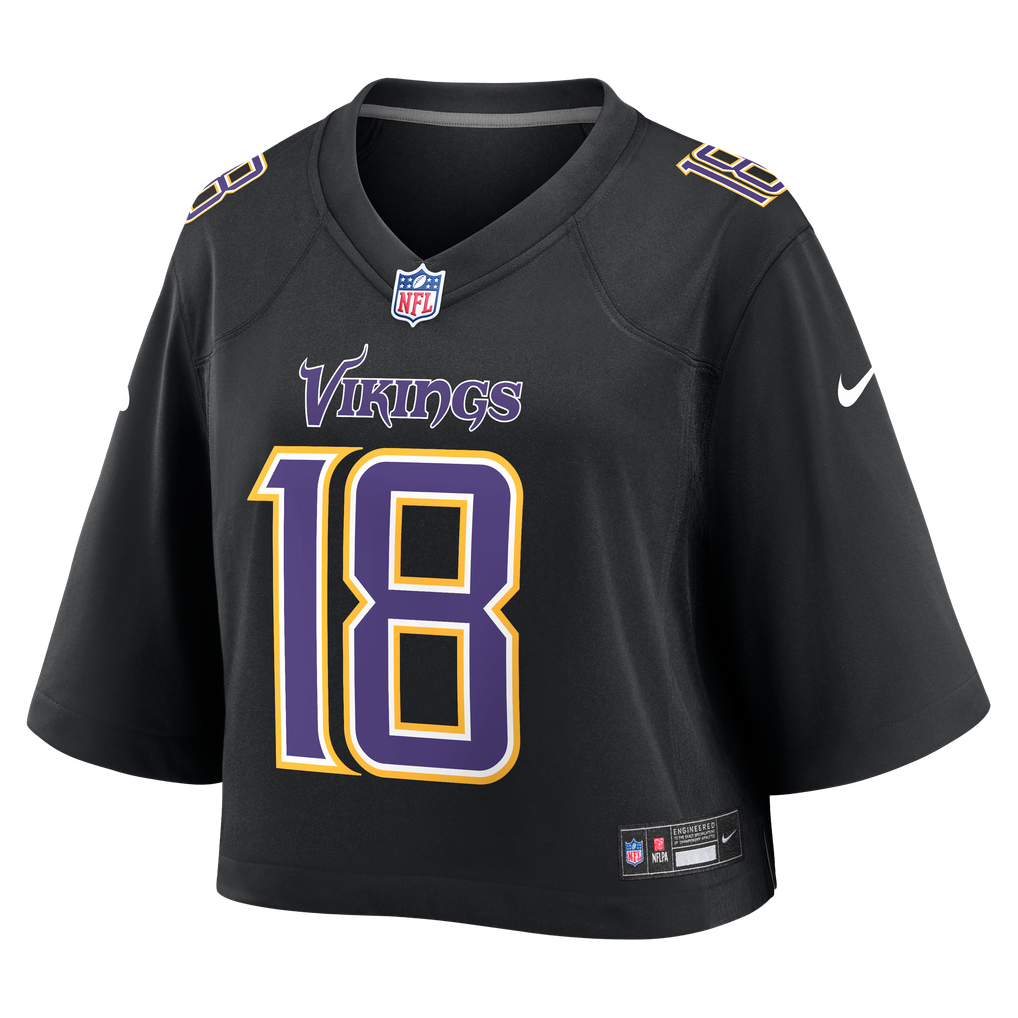 Women's Minnesota Vikings Justin Jefferson Nike Black Cropped Fashion Game Jersey - Image 3