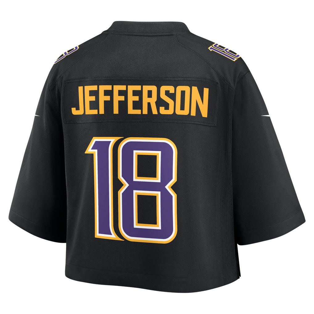 Women's Minnesota Vikings Justin Jefferson Nike Black Cropped Fashion Game Jersey - Image 4