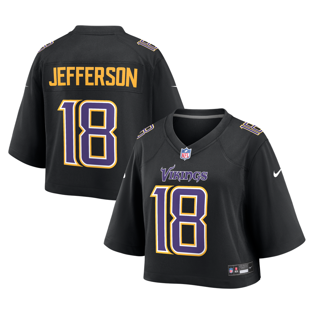 Women's Minnesota Vikings Justin Jefferson Nike Black Cropped Fashion Game Jersey - Image 1