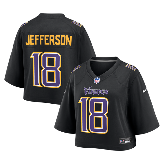 Women's Minnesota Vikings Justin Jefferson Nike Black Cropped Fashion Game Jersey - Image 1