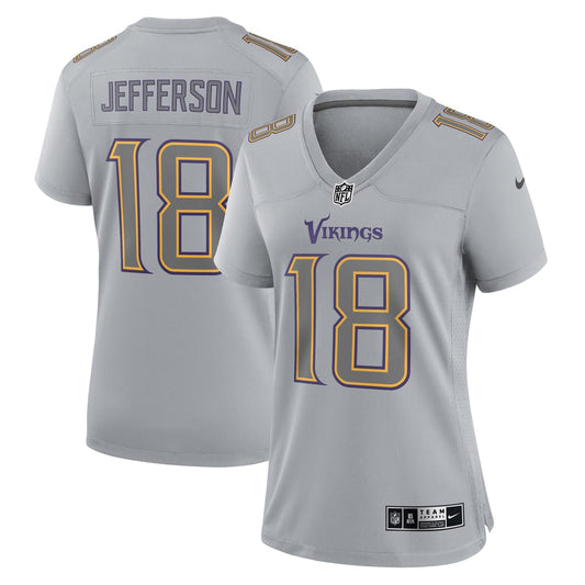 Women's Minnesota Vikings Justin Jefferson Nike Gray Atmosphere Fashion Game Jersey - Image 1