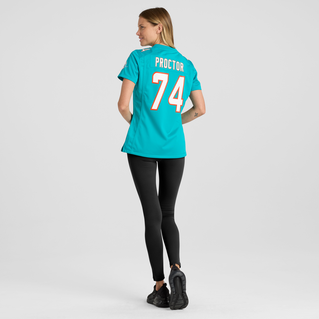 Women's Miami Dolphins Kadyn Proctor Nike Aqua Team Game Jersey - Image 4