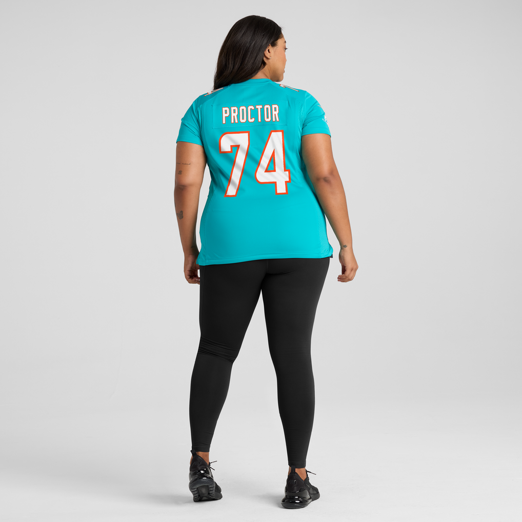 Women's Miami Dolphins Kadyn Proctor Nike Aqua Team Game Jersey - Image 6