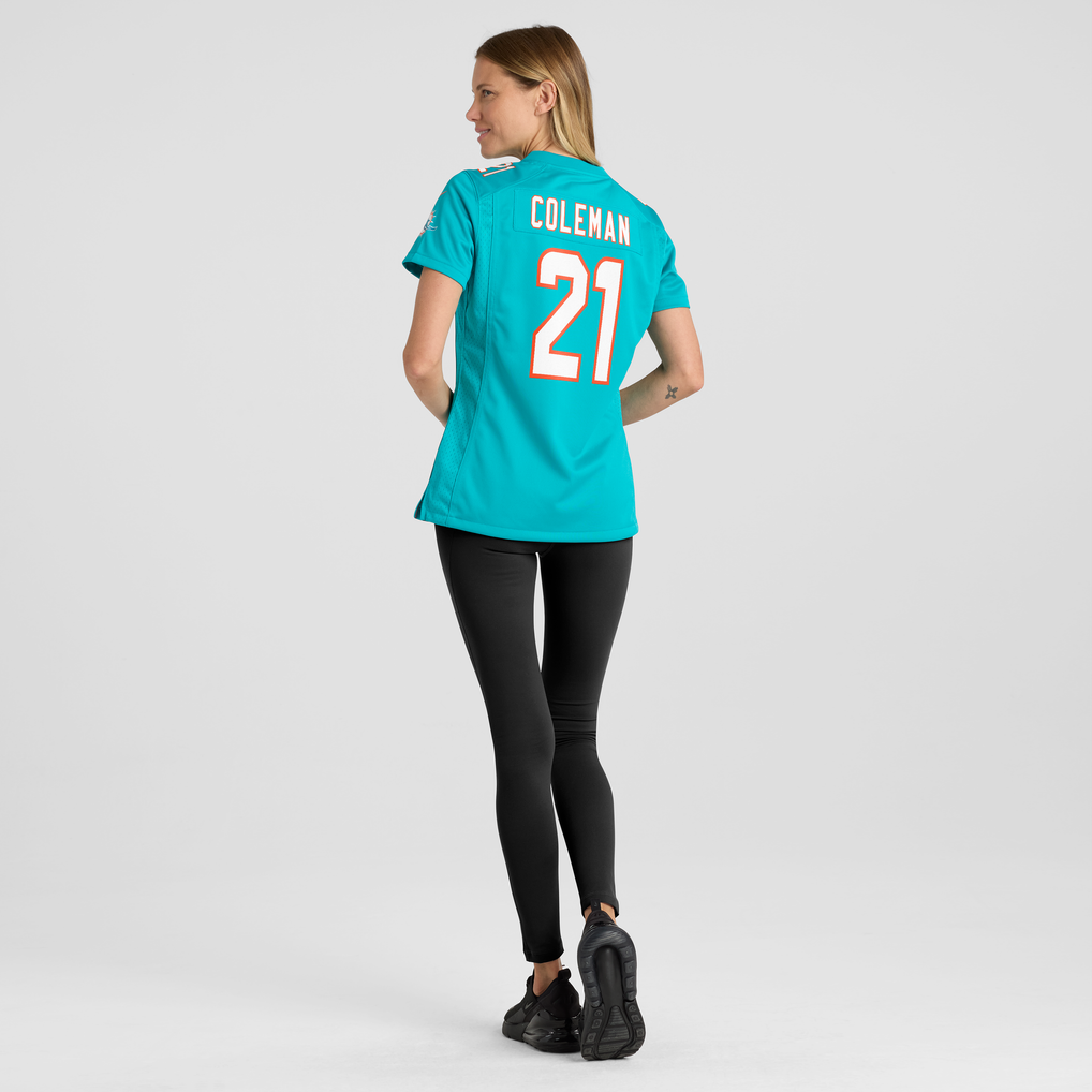 Women's Miami Dolphins Kevin Coleman Nike Aqua Team Game Jersey - Image 4