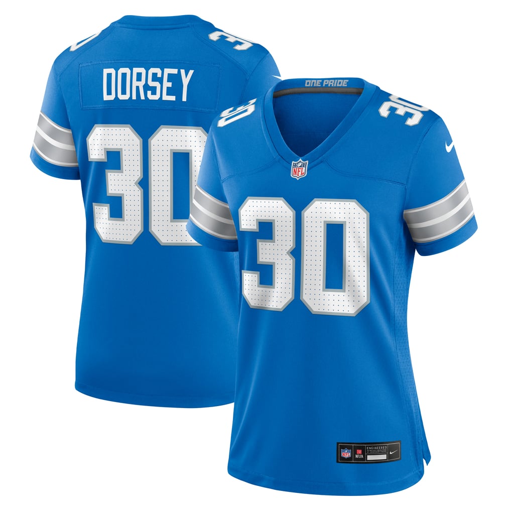 Women's Detroit Lions Khalil Dorsey Nike  Blue Team Game Jersey - Image 1