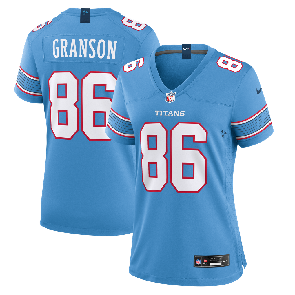 Women's Tennessee Titans Kylen Granson Nike Light Blue Team Game Jersey - Image 1
