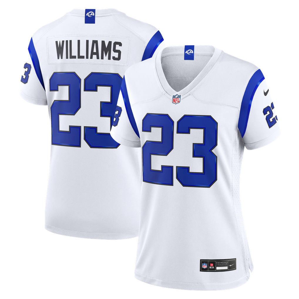 Women's Los Angeles Rams Kyren Williams Nike Fearsome White Game Jersey - Image 1