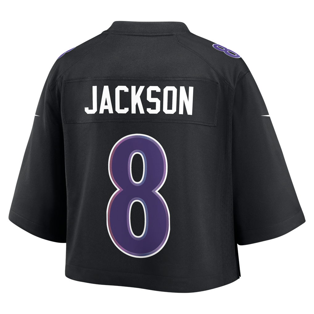 Women's Baltimore Ravens Lamar Jackson Nike Black Cropped Fashion Game Jersey