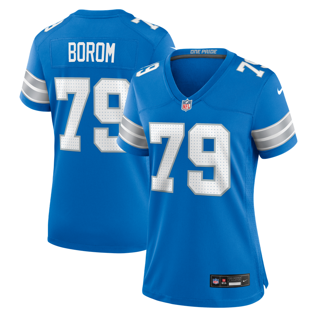 Women's Detroit Lions Larry Borom Nike  Blue Team Game Jersey - Image 2