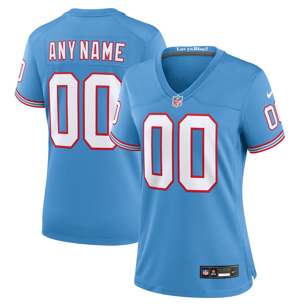 Women's Tennessee Titans Nike Light Blue Oilers Throwback Custom Game Jersey - Image 2