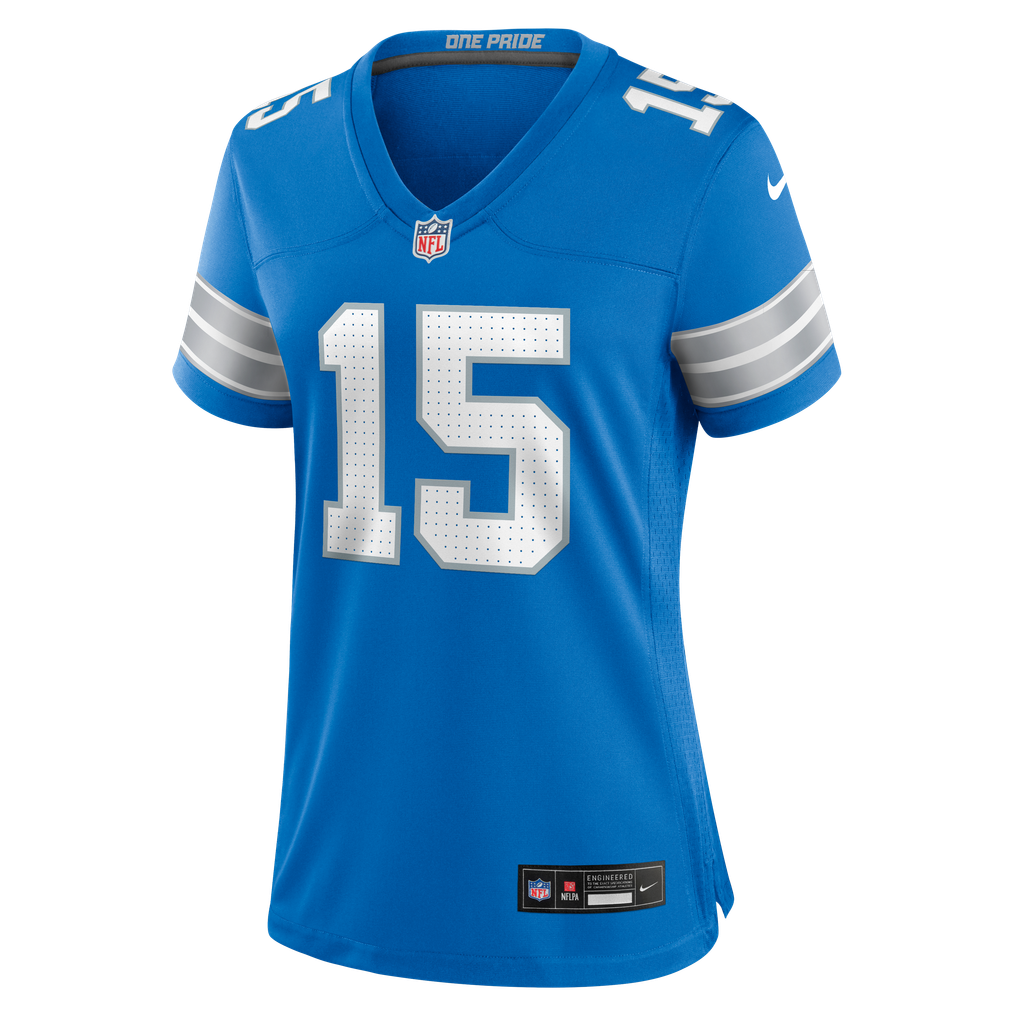 Women's Detroit Lions Luke Altmyer Nike Blue Team Game Jersey - Image 7