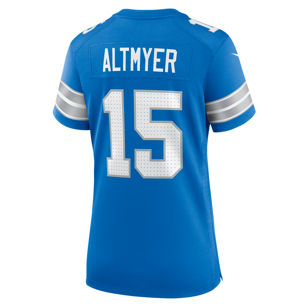 Women's Detroit Lions Luke Altmyer Nike Blue Team Game Jersey - Image 8