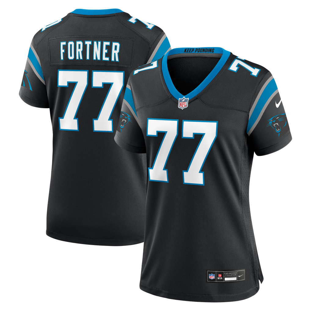 Women's Carolina Panthers Luke Fortner Nike Black Team Game Jersey - Image 2