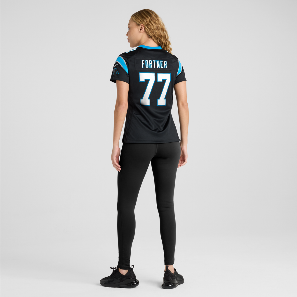Women's Carolina Panthers Luke Fortner Nike Black Team Game Jersey - Image 6