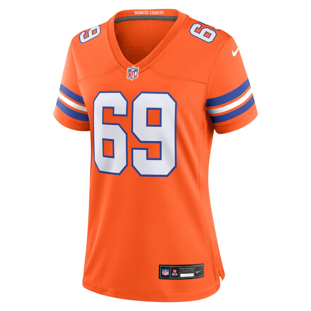 Women's Denver Broncos Mark Schlereth Nike Orange Mile High Collection 1977 Throwback Retired Player Game Jersey - Image 3