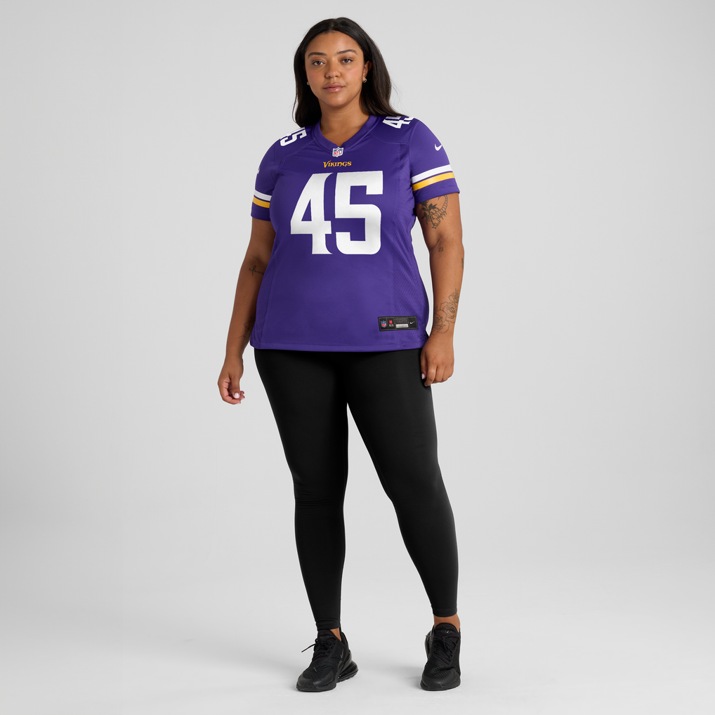 Women's Minnesota Vikings Max Bredeson Nike Purple Team Game Jersey - Image 5