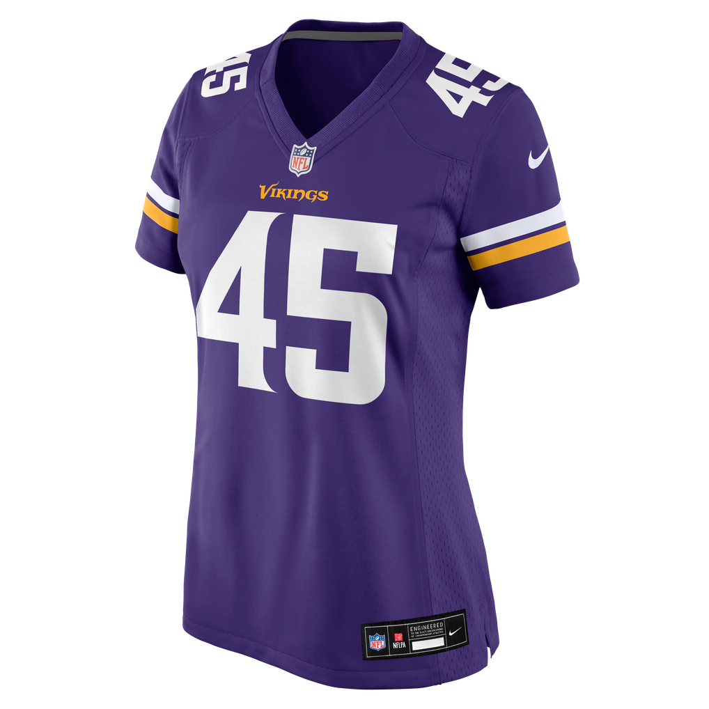 Women's Minnesota Vikings Max Bredeson Nike Purple Team Game Jersey - Image 7