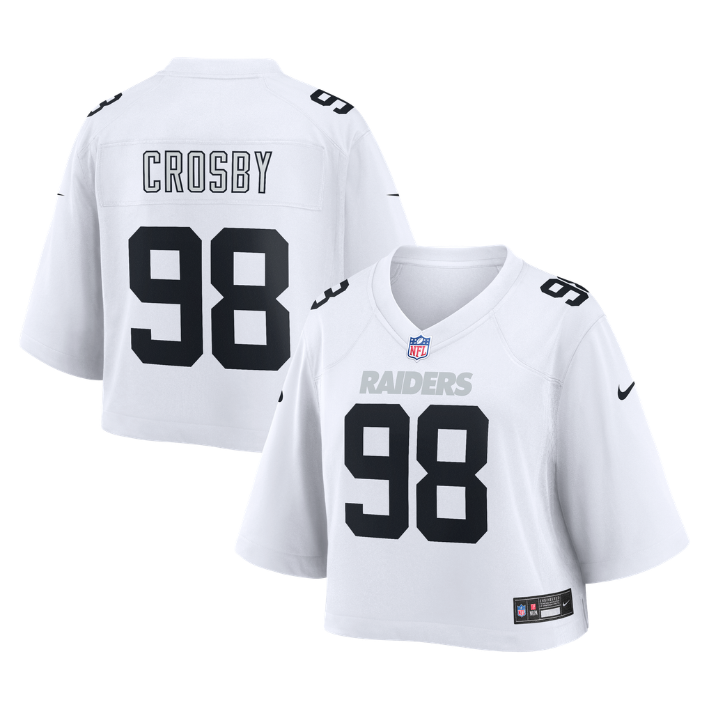 Women's Las Vegas Raiders Maxx Crosby Nike White Cropped Fashion Game Jersey - Image 2