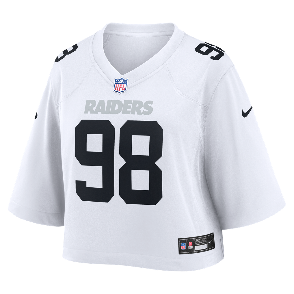 Women's Las Vegas Raiders Maxx Crosby Nike White Cropped Fashion Game Jersey - Image 3