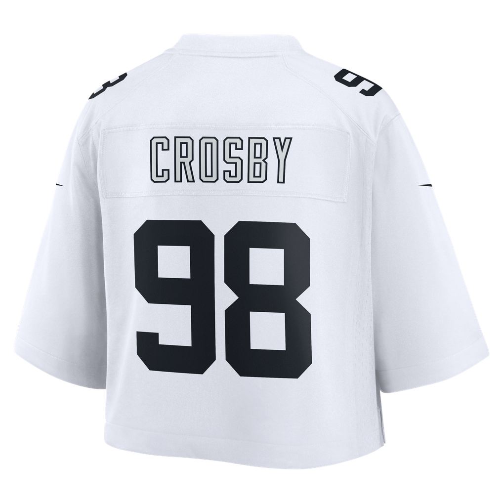 Women's Las Vegas Raiders Maxx Crosby Nike White Cropped Fashion Game Jersey - Image 4