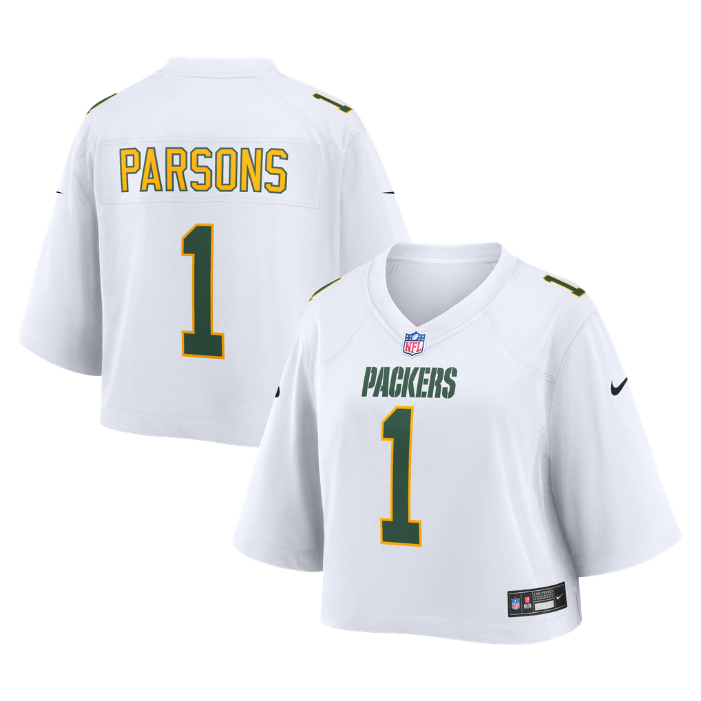 Women's Green Bay Packers Micah Parsons Nike White Cropped Fashion Game Jersey - Image 2