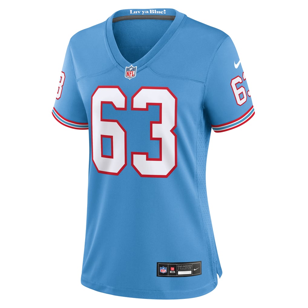 Women's Tennessee Titans Mike Munchak Nike Light Blue Oilers Throwback Retired Player Game Jersey - Image 3