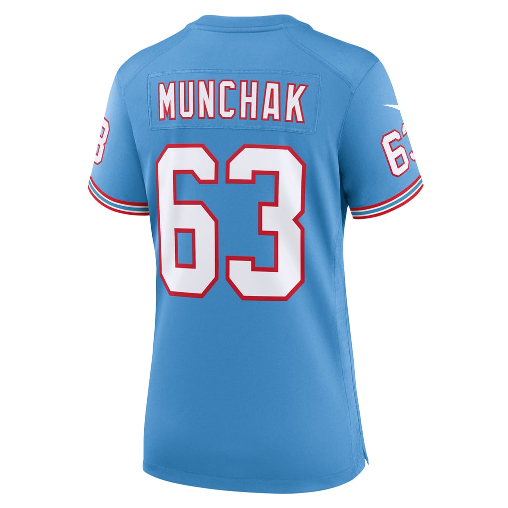 Women's Tennessee Titans Mike Munchak Nike Light Blue Oilers Throwback Retired Player Game Jersey - Image 4