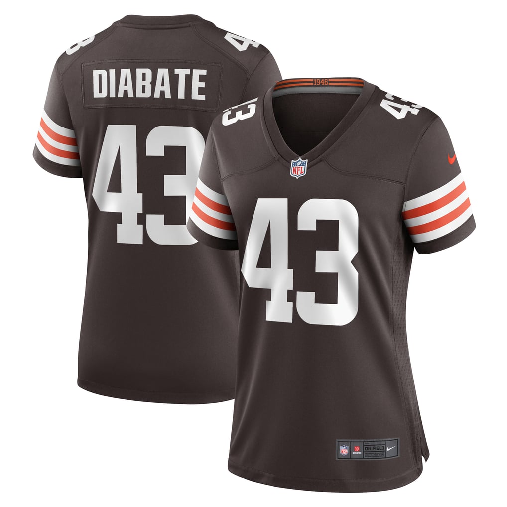 Women's Cleveland Browns Mohamoud Diabate Nike Brown Team Game Jersey - Image 2
